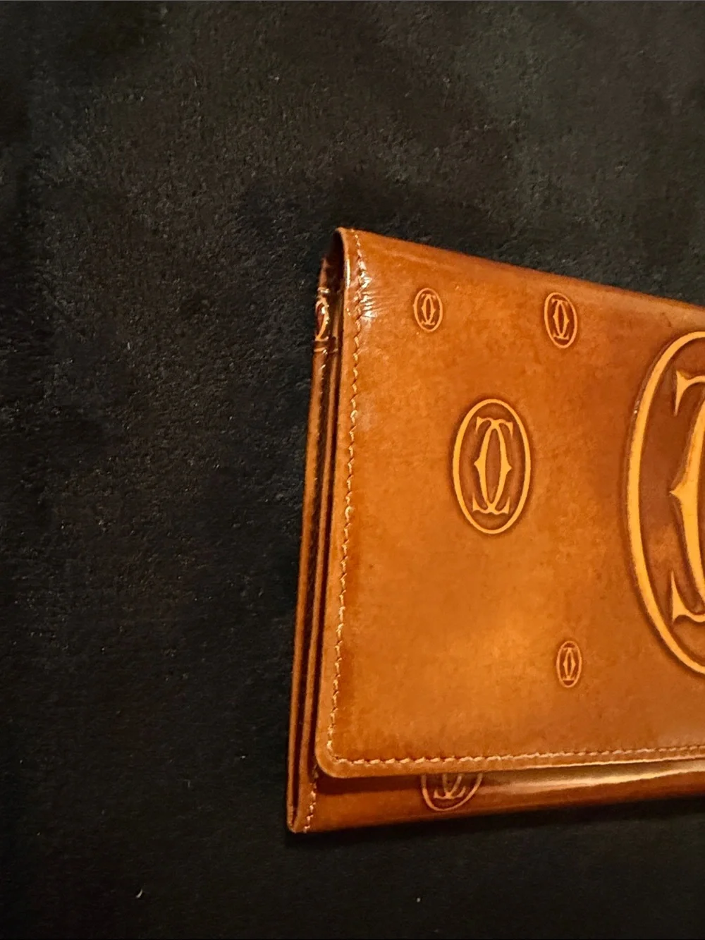 Cartier Cognac Brown Embossed Happy Birthday Edition Leather Wallet